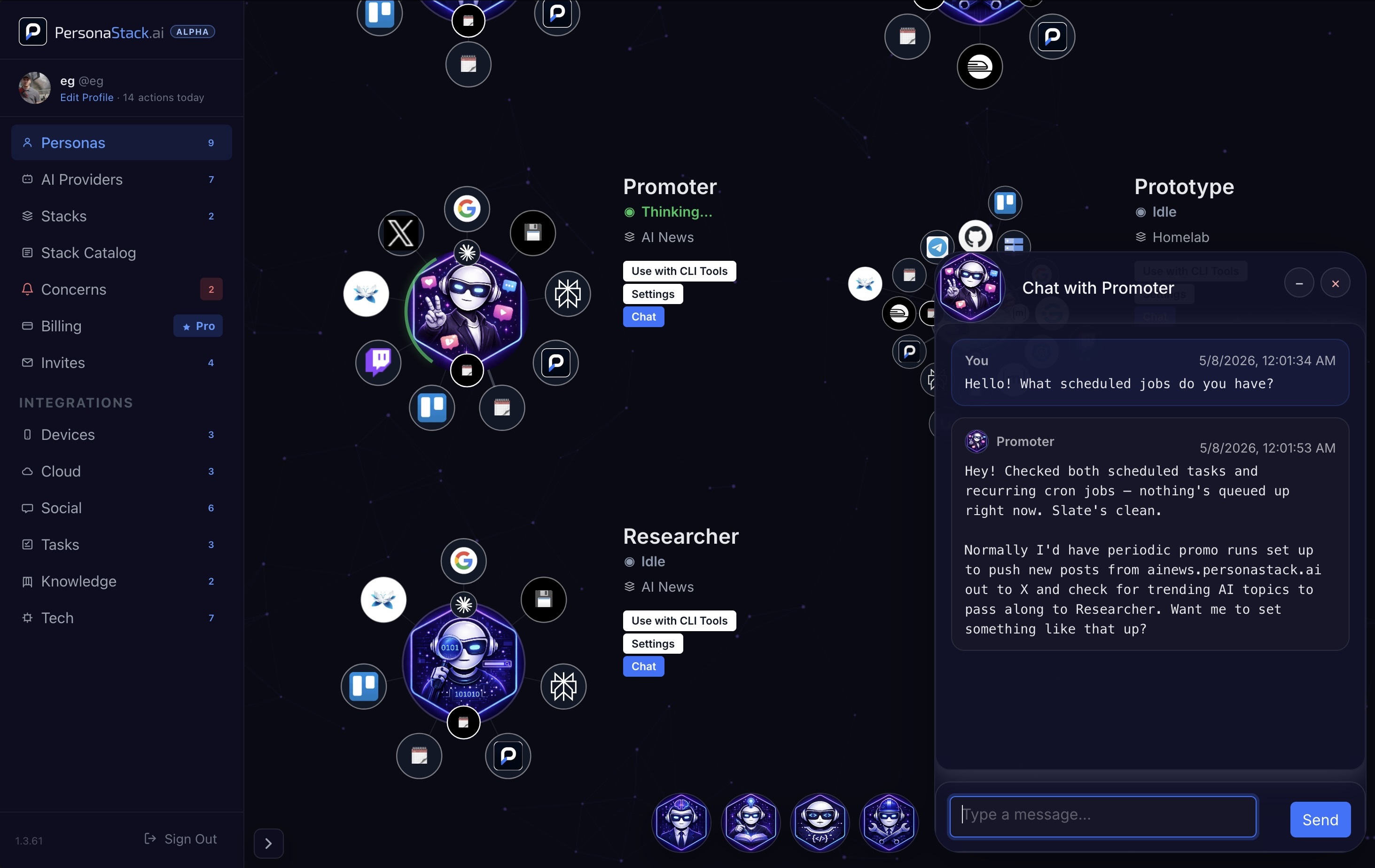 PersonaStack admin console screenshot